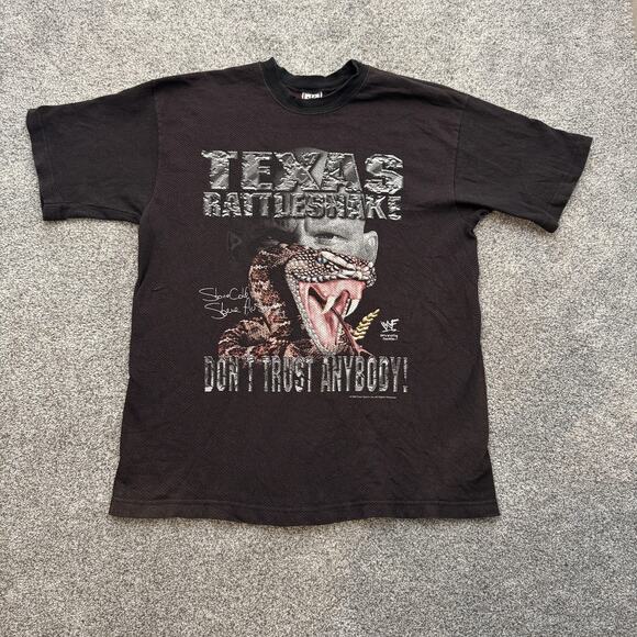 Vintage WWF Stone Cold Steve Austin Shirt Mens Large Black Texas Rattlesnake 90s